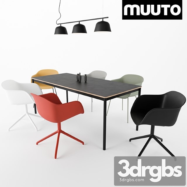 Muuto fiber armchair ambit rail lamp base table 2 3dsmax Download - thumbnail 1