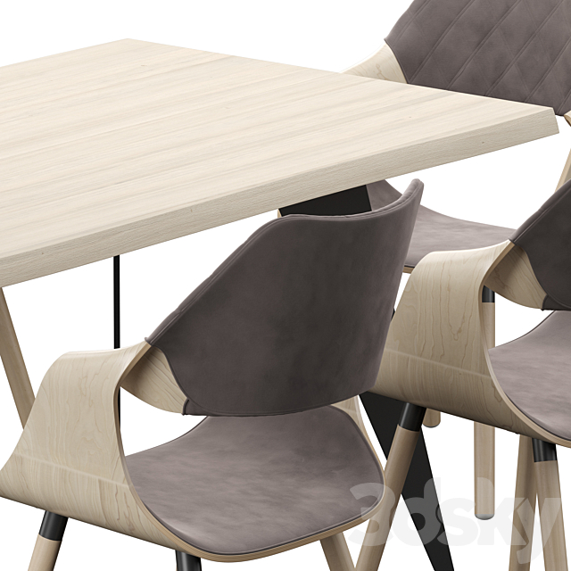 Nack table and Halmar K396 Chair (light oak _ gray) 3DS Max Model - thumbnail 2