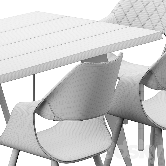 Nack table and Halmar K396 Chair (light oak _ gray) 3DS Max Model - thumbnail 3