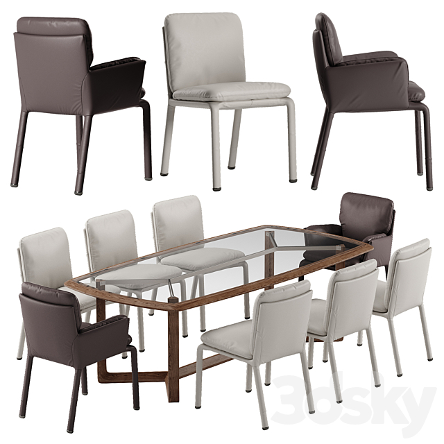 Natuzzi Ambra chair Amber table set 3DSMax File - thumbnail 1