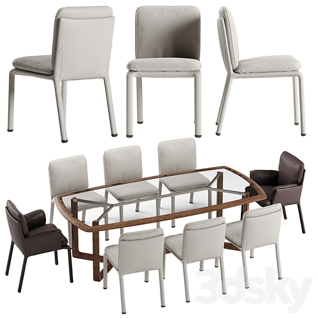 Natuzzi Ambra chair Amber table set 3DSMax File - thumbnail 2