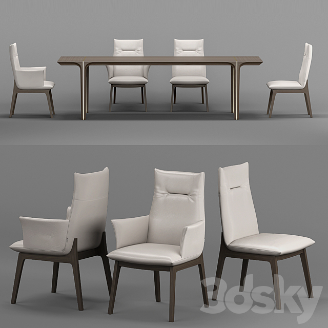 Natuzzi SOVRANA chair KENDO table 3DSMax File - thumbnail 2