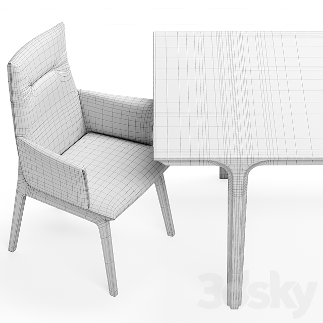 Natuzzi SOVRANA chair KENDO table 3DSMax File - thumbnail 3