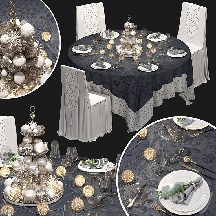 New Year's banquet set. 3DS Max - thumbnail 1