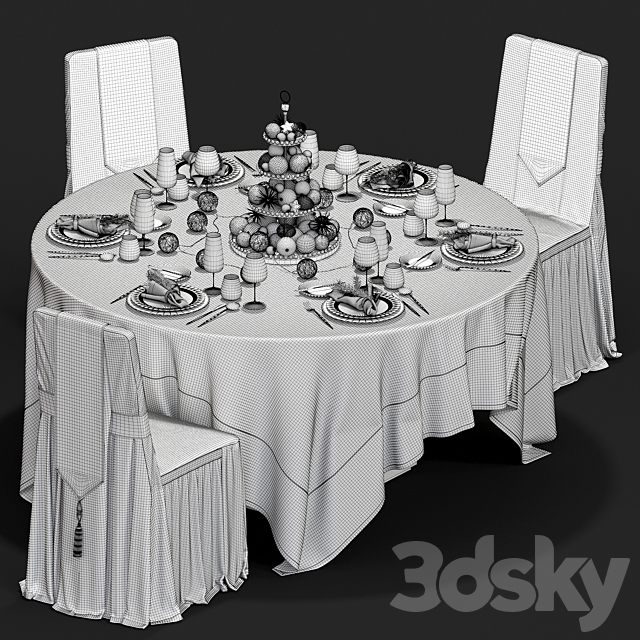 New Year’s banquet set. 3DSMax File - thumbnail 3