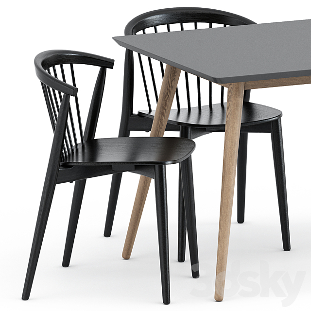 Newood light chair by Cappellini and Tell Dining Table by Bloomingville 3DS Max Model - thumbnail 2