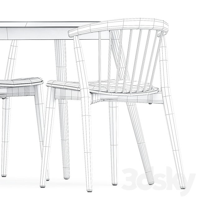 Newood light chair by Cappellini and Tell Dining Table by Bloomingville 3DS Max Model - thumbnail 5