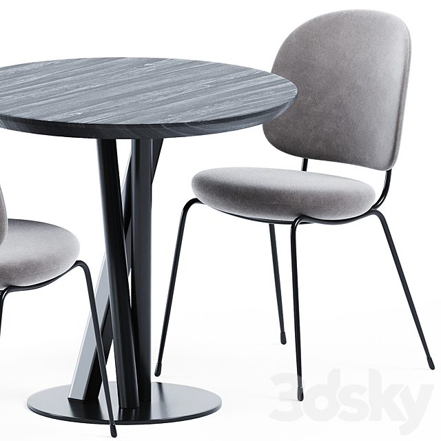 Niels Table D80 by TrabA & Industry Dining Chair by Stellar Works 3DS Max Model - thumbnail 2