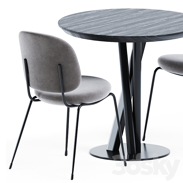 Niels Table D80 by TrabA & Industry Dining Chair by Stellar Works 3DS Max Model - thumbnail 3