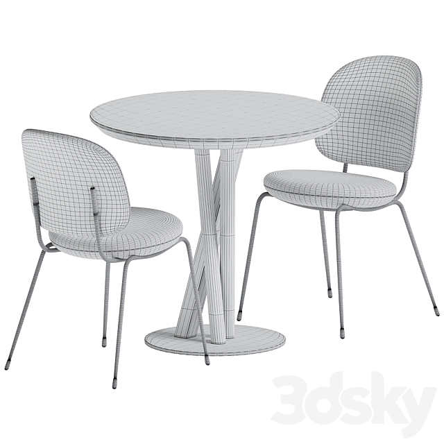 Niels Table D80 by TrabA & Industry Dining Chair by Stellar Works 3DS Max Model - thumbnail 4