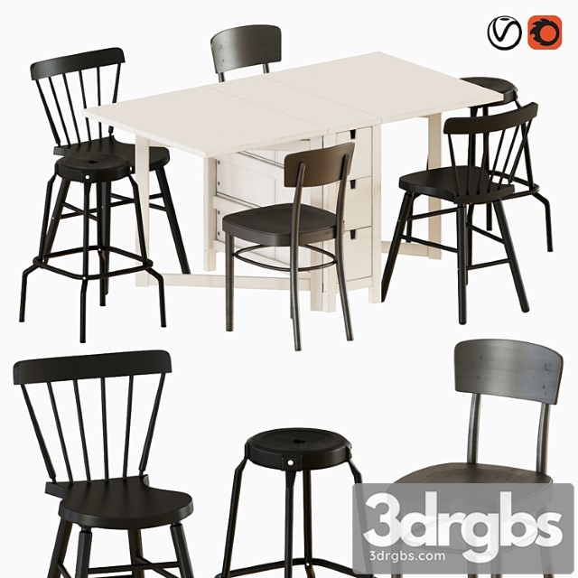 Norden gateleg table and chairs 2 3dsmax Download - thumbnail 1