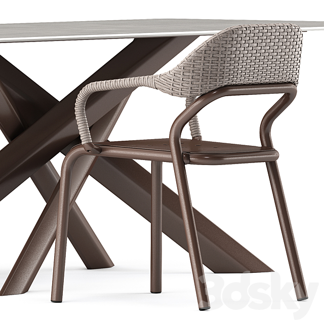 NOSS Armchair and SYSTEM STAR tavolo table by varaschin 3DS Max Model - thumbnail 2