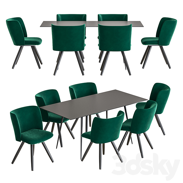 NV Gallery Set Kyle Chair And Balzac Table 3DSMax File - thumbnail 1