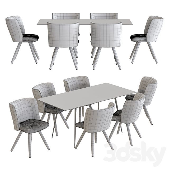 NV Gallery Set Kyle Chair And Balzac Table 3DSMax File - thumbnail 2