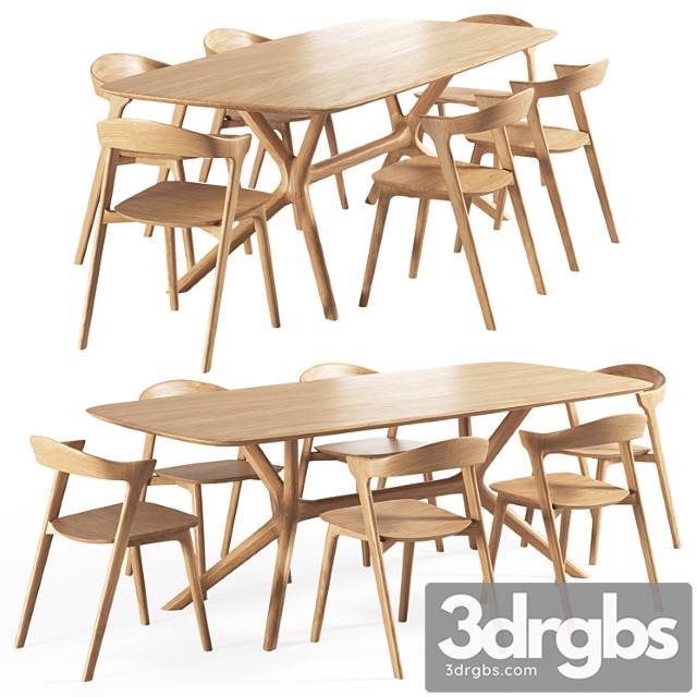 Oak Bok Chair Oak X Table 1 3dsmax Download - thumbnail 1