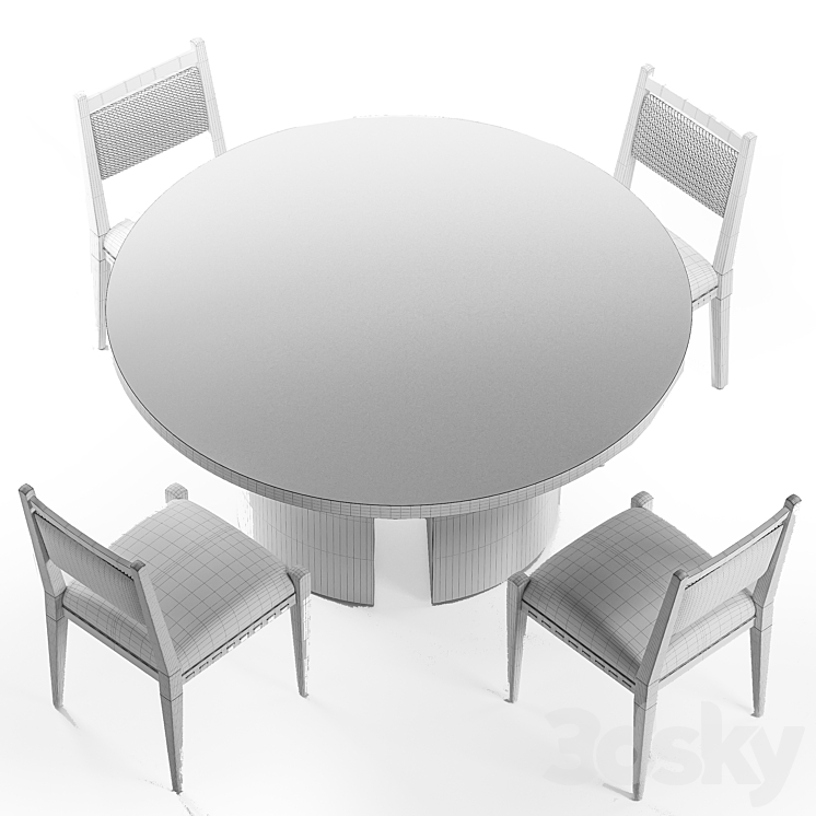 Oak dining set 3DS Max - thumbnail 2