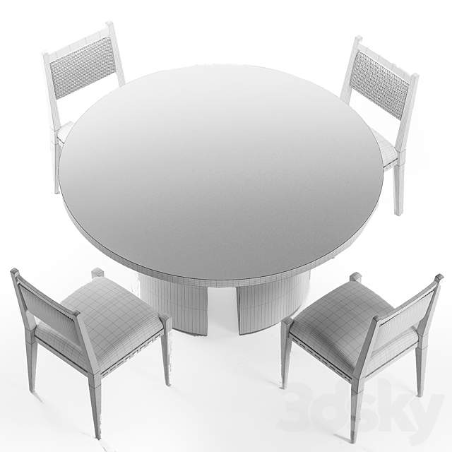 Oak dining set 3DSMax File - thumbnail 2