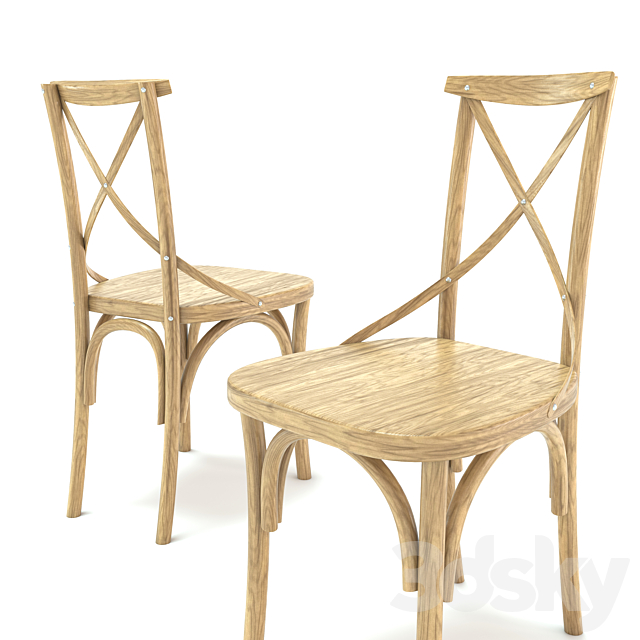 ODGER Table and 6 Teak Cross Back Dining Chair 3DS Max Model - thumbnail 2