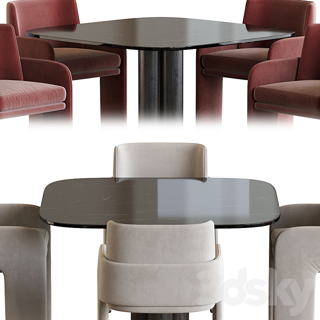 Odisseia Chair and Goya Arflex Table 3DS Max Model - thumbnail 3