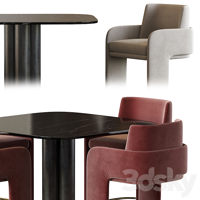 Odisseia Chair and Goya Arflex Table 3DS Max Model - thumbnail 4