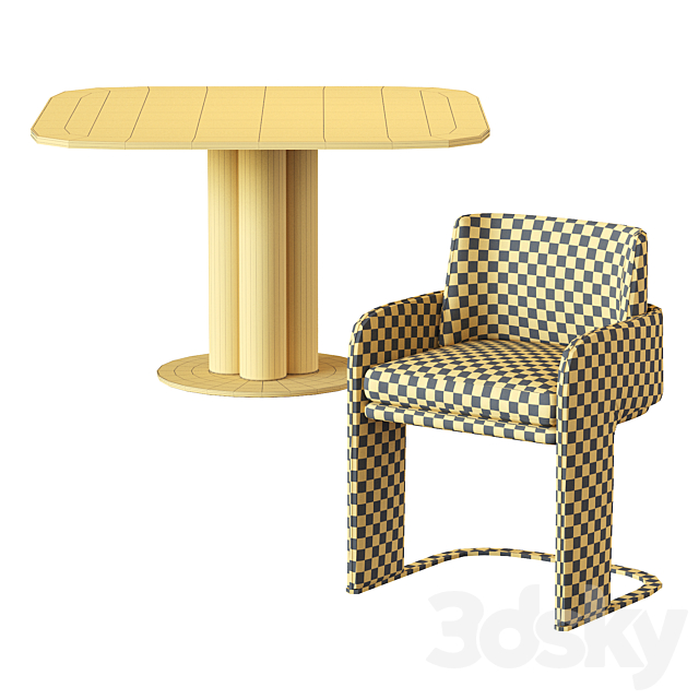 Odisseia Chair and Goya Arflex Table 3DS Max Model - thumbnail 5