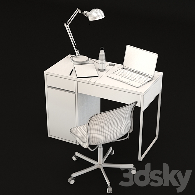 Office desktop IKEA 3DS Max Model - thumbnail 3