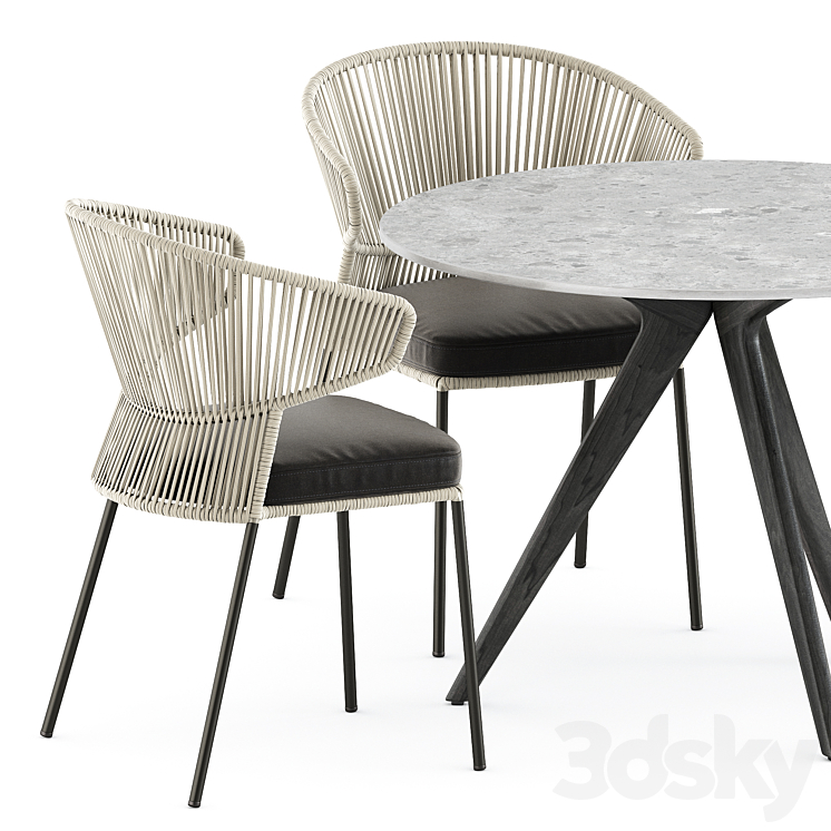 Ola 923 P-IMP and Ola 923\/P chairs by Potocco and Teak nero table CF 100 by manutti 3DS Max - thumbnail 2