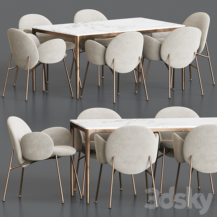 Ola Chair Canto Table Dining Set 3DS Max Model - thumbnail 1