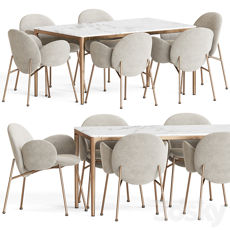 Ola Chair Canto Table Dining Set 3DS Max Model - thumbnail 2