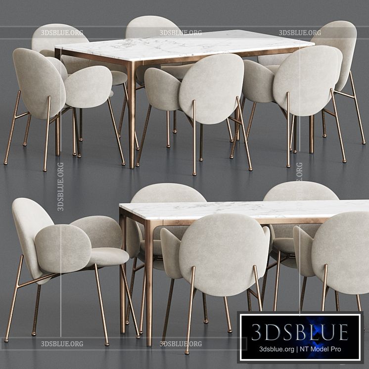 Ola Chair Canto Table Dining Set 3DS Max - thumbnail 3