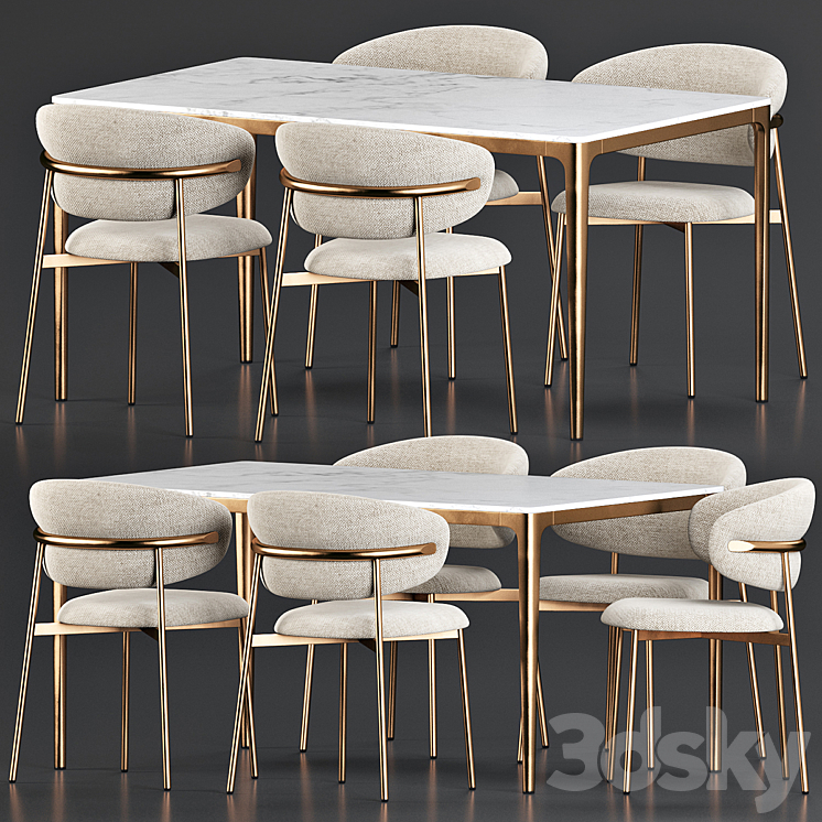 Oleandro Chair Canto Table Dining Set 3DS Max Model - thumbnail 1