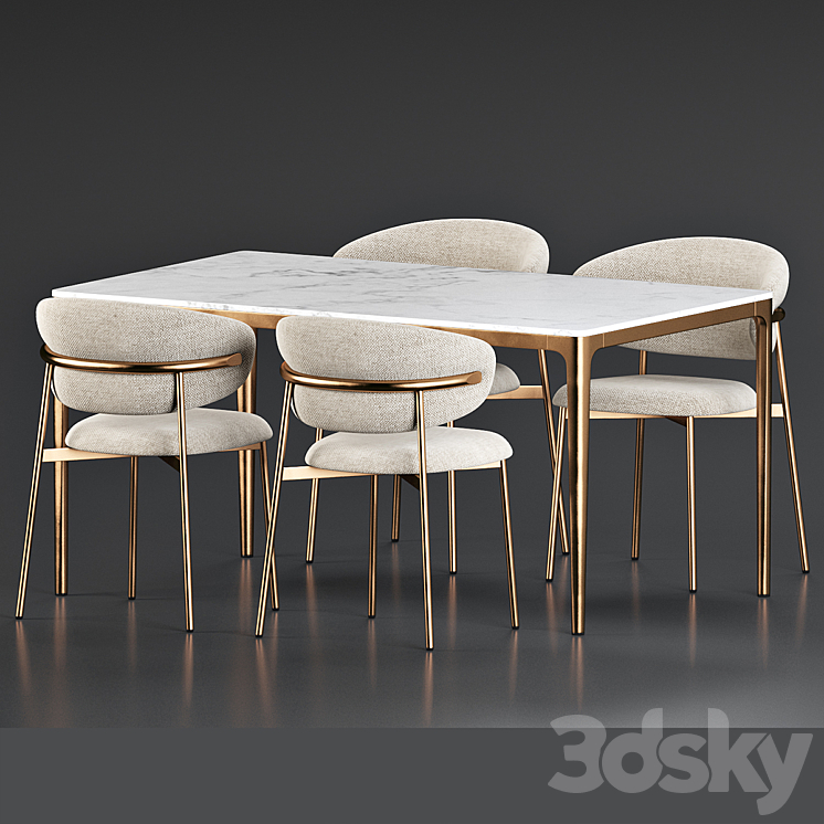 Oleandro Chair Canto Table Dining Set 3DS Max Model - thumbnail 2