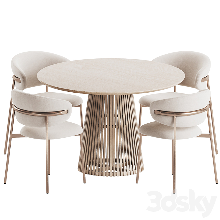 Oleandro Chair Jeanette Table Dining Set 3DS Max Model - thumbnail 1