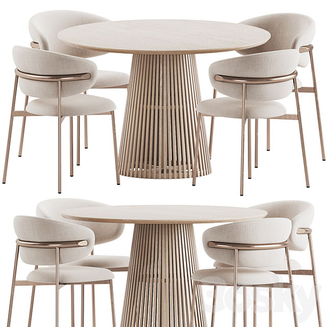 Oleandro Chair Jeanette Table Dining Set 3DS Max Model - thumbnail 2