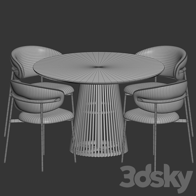 Oleandro Chair Jeanette Table Dining Set 3DS Max Model - thumbnail 4