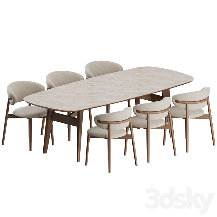 Oleandro Dinning Set 02 by Calligaris 3DS Max Model - thumbnail 1