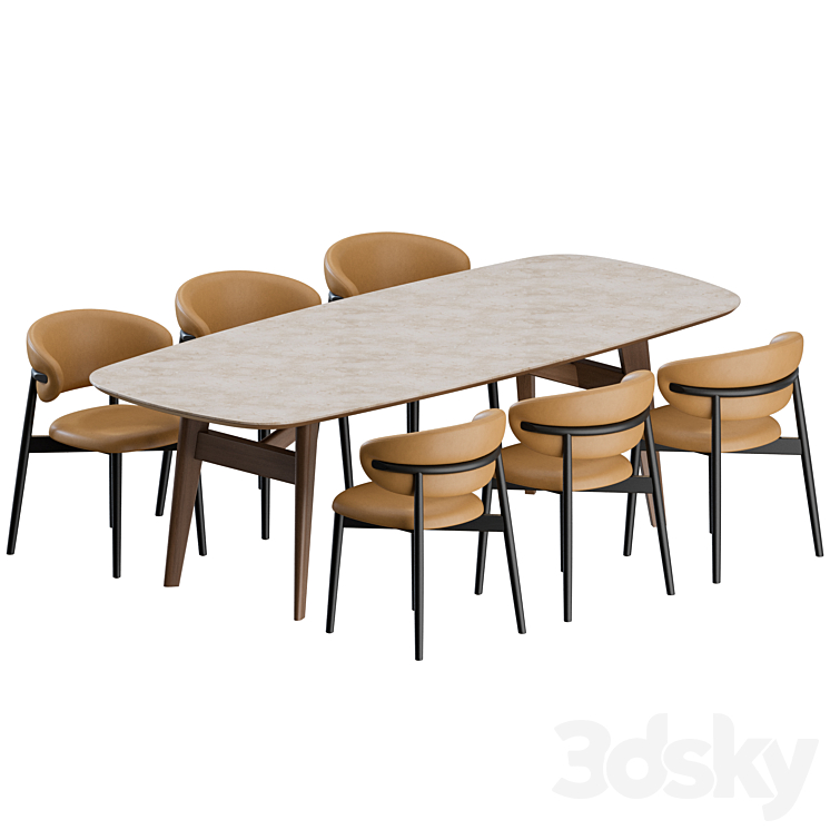 Oleandro Dinning Set 02 by Calligaris 3DS Max Model - thumbnail 2