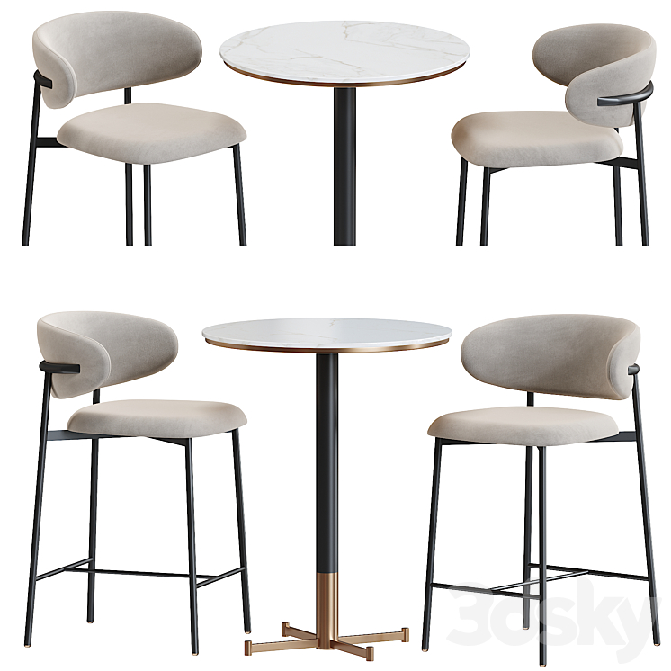 Oleandro Stool Metal bar table by Calligaris 3DS Max Model - thumbnail 1