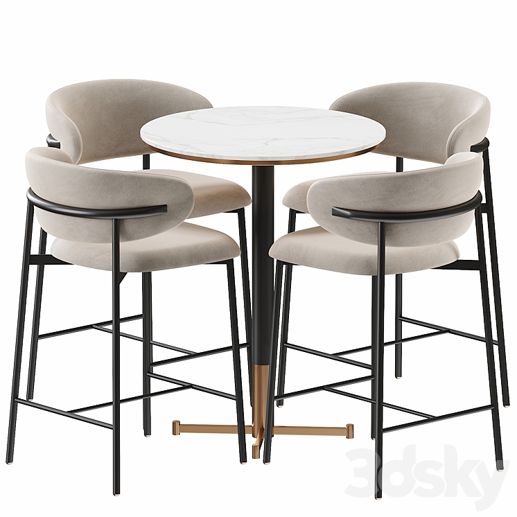 Oleandro Stool Metal bar table by Calligaris 3DS Max Model - thumbnail 2