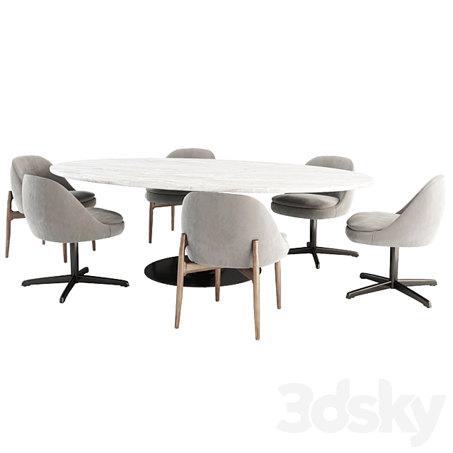 Olivier Dining Table and Sendai Chair 3DS Max Model - thumbnail 2