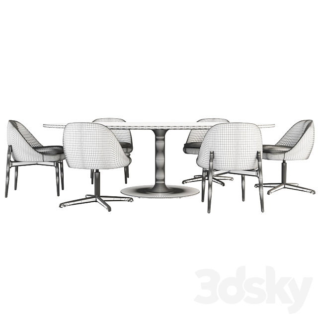 Olivier Dining Table and Sendai Chair 3DS Max Model - thumbnail 3