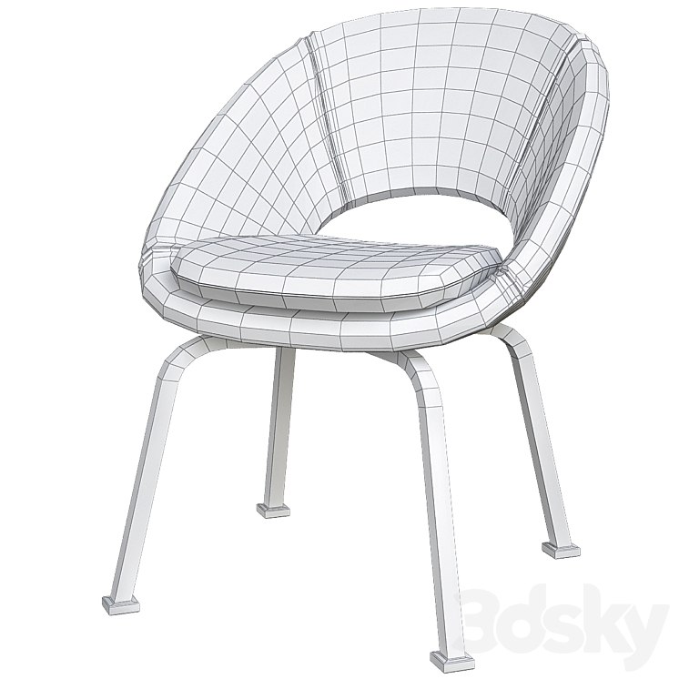 Orb Velvet Dining Chair Westelm 3DS Max - thumbnail 2