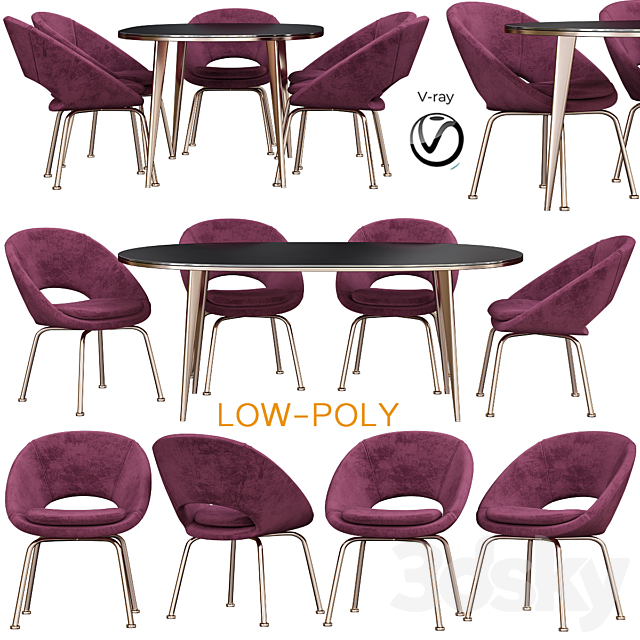 Orb Velvet Dining Chair Westelm 3DSMax File - thumbnail 1