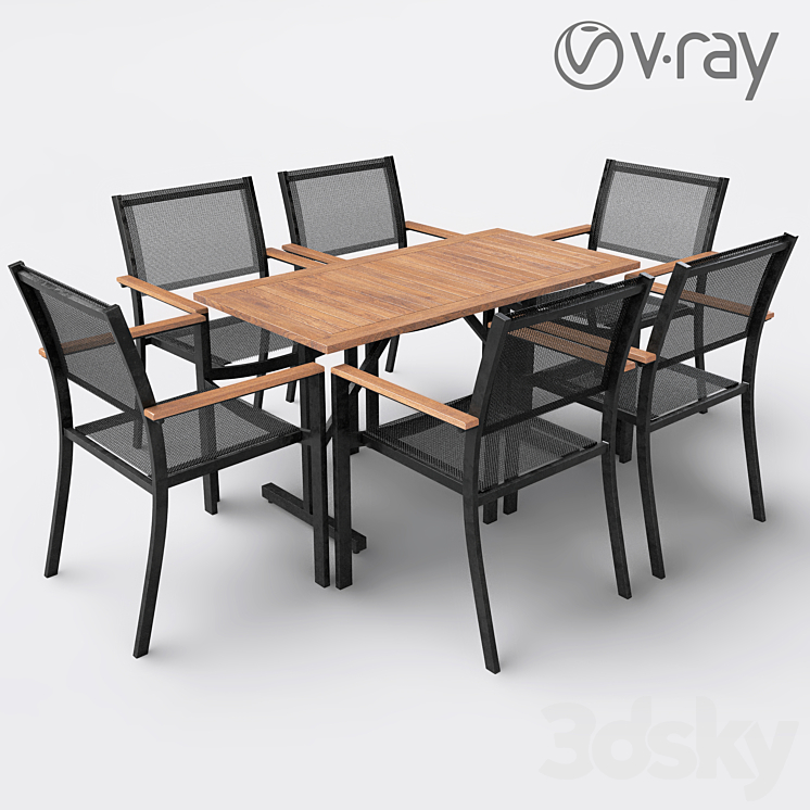 ORIS CHAIR AND TABLE 3DS Max Model - thumbnail 1