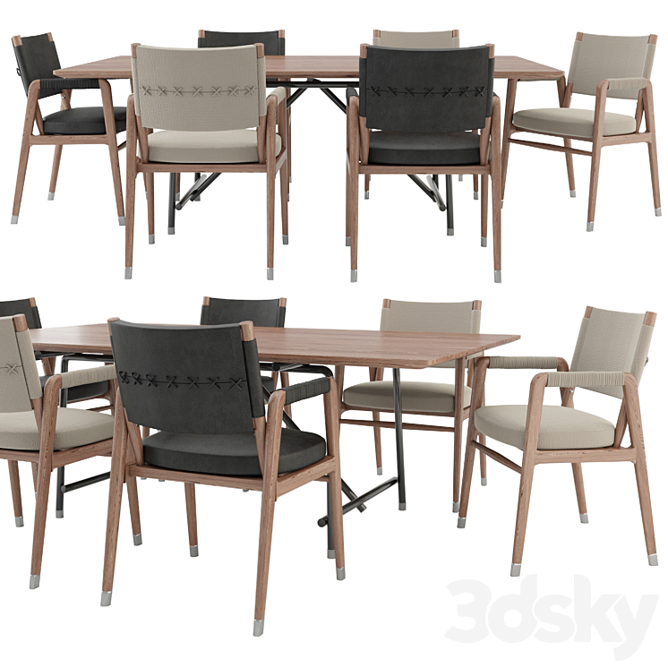 Ortigia Chair and Any Day Table 3DS Max - thumbnail 1