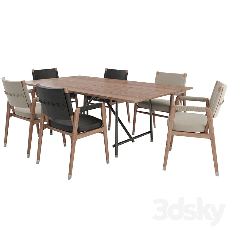 Ortigia Chair and Any Day Table 3DS Max - thumbnail 2