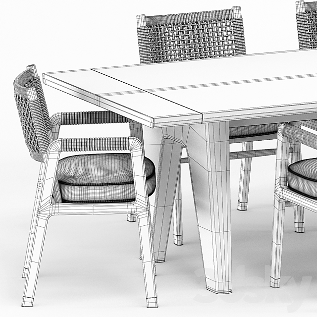 ORTIGIA CHAIR and MONREALE TABLE by flexform 3DS Max Model - thumbnail 5