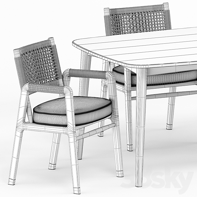 ORTIGIA CHAIR by flexform and GRASSHOPPER TABLE by KARPENTER 3DS Max Model - thumbnail 5