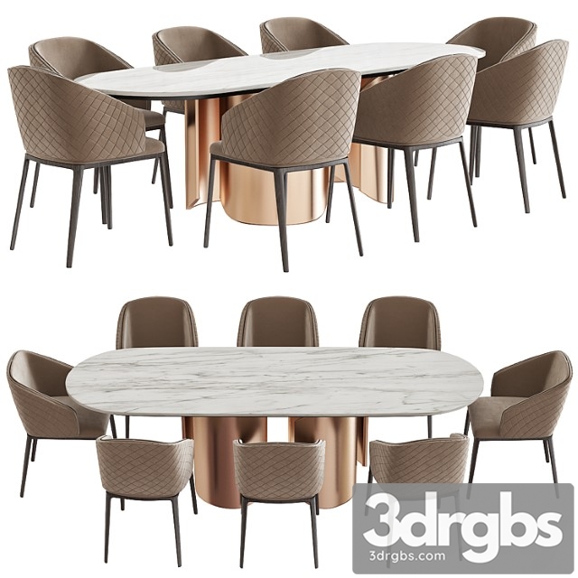 Oscar dining table and louise dining chair 2 3dsmax Download - thumbnail 1