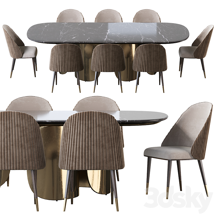 Oscar Opera Contemporary Table and Chair Diva Sb 3DS Max - thumbnail 1